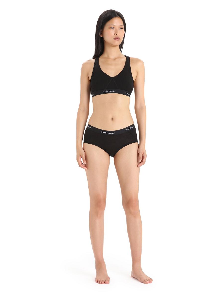 Icebreaker Merino Sprite Hot Pants Női Fehérnemű Fekete | HU 1708BEXC